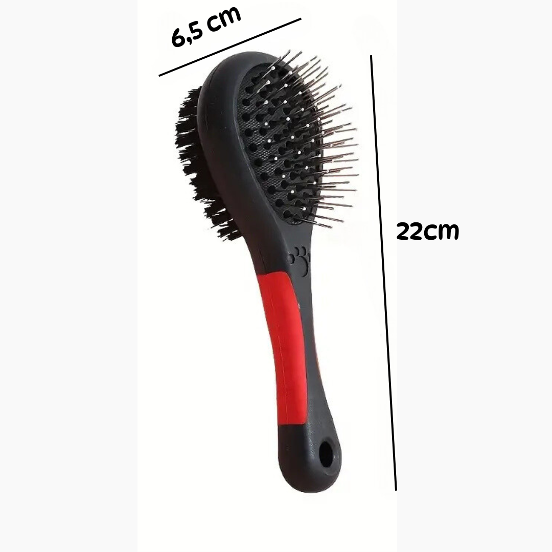 Dubbele kattenborstel met antisliphandvat, 22 cm