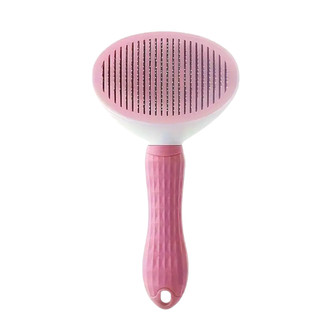 Kattenborstel Roze met handige knop Blije Snuitjes