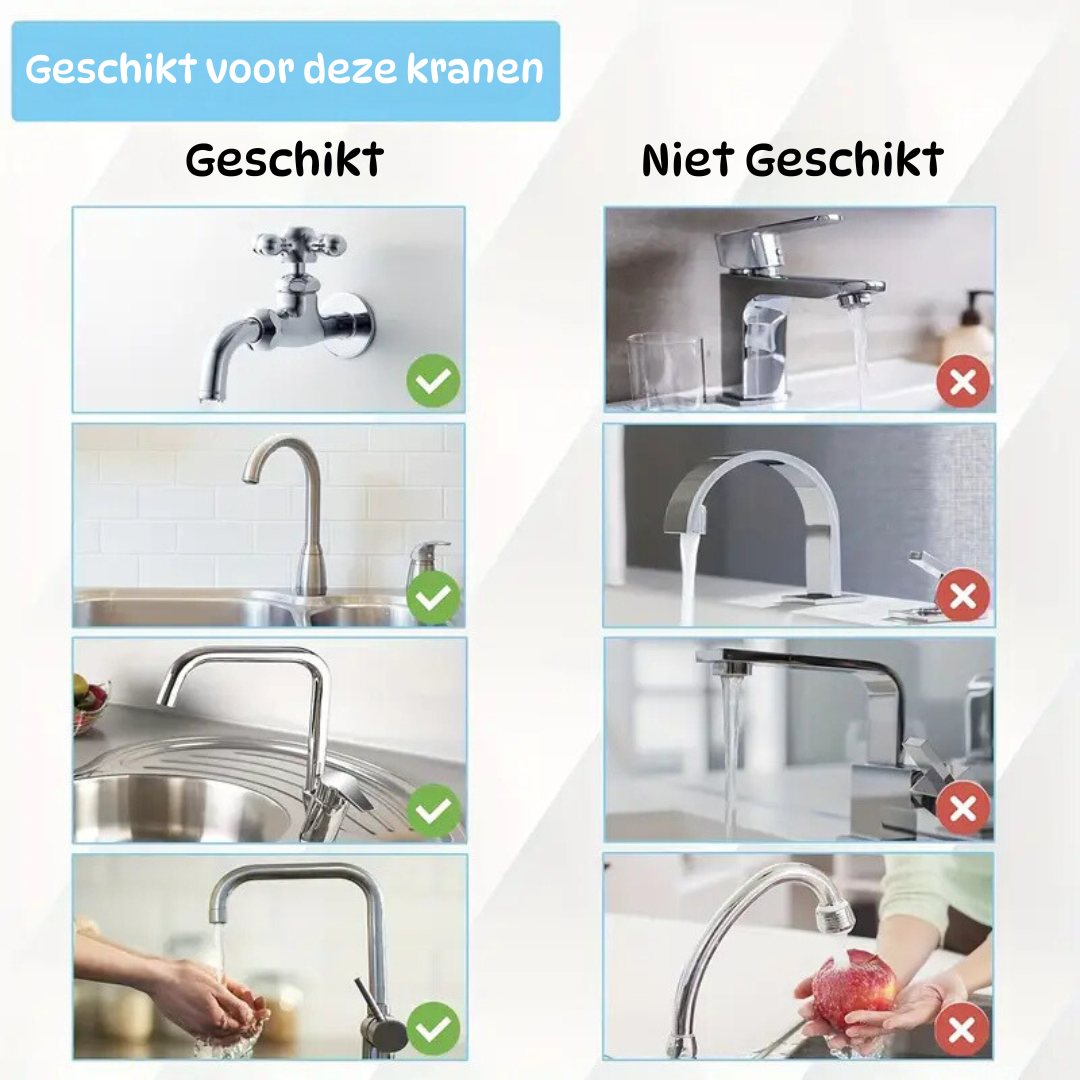 Overzicht van geschikte en niet-geschikte kranen voor een hondendouche