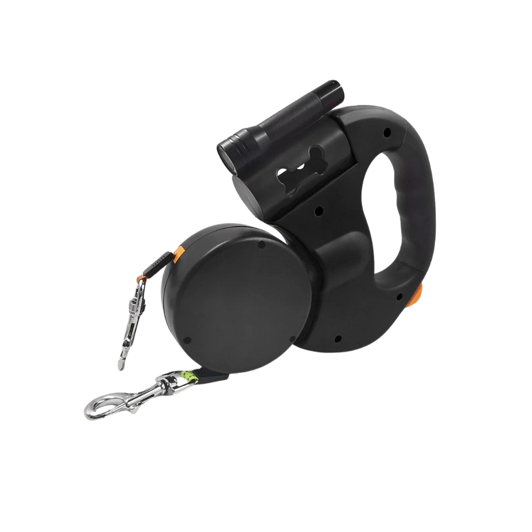 dubbele hondenriem zwart Blije Snuitjes