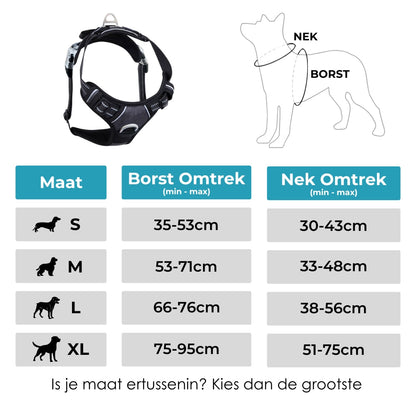 Maat‑keuzegids anti‑trek hondentuigje – S 35‑50 cm tot XL 75 ‑ 95cm – geschikt voor diverse rassen”