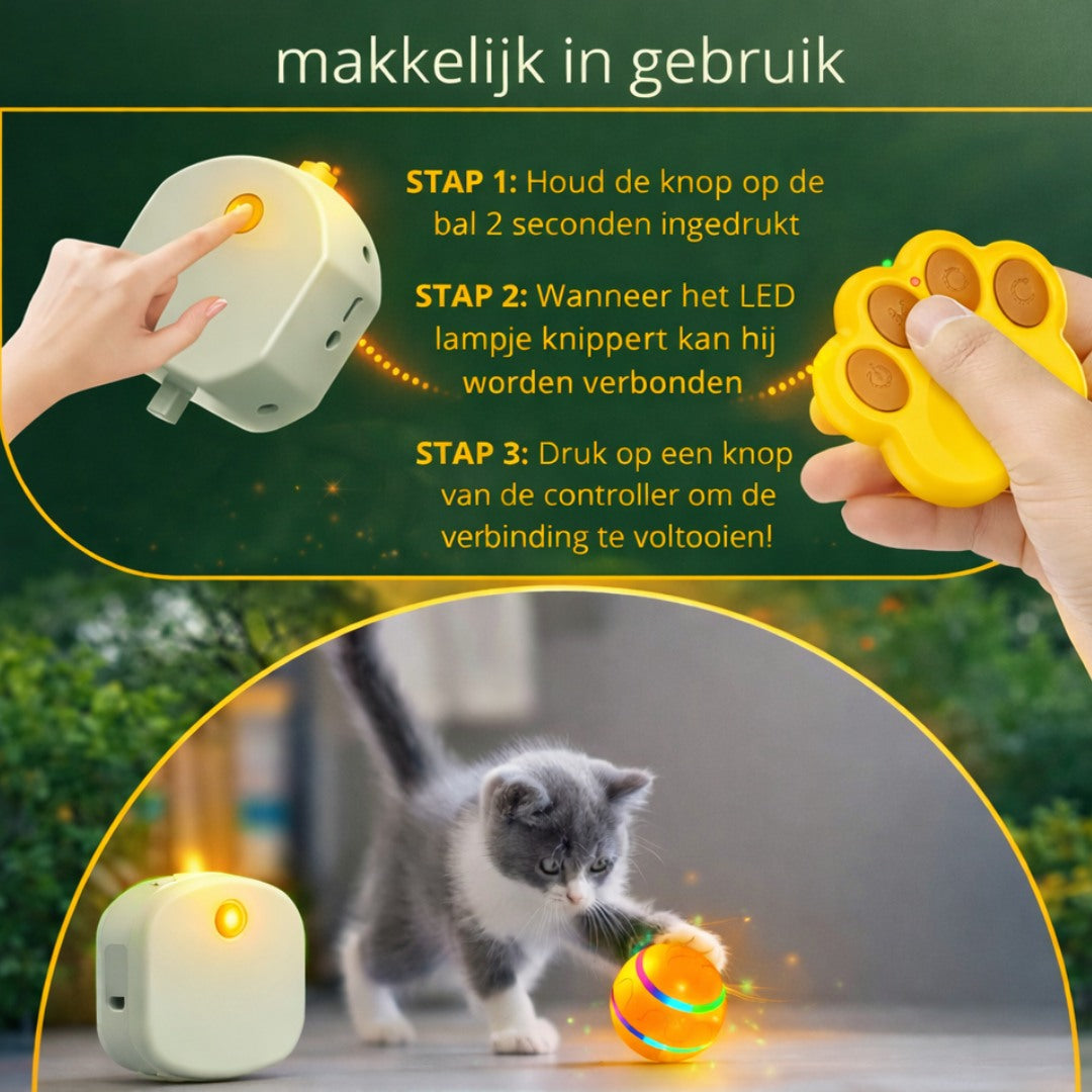 Interactieve kattenspeelbal met afstandsbediening, eenvoudig in gebruik voor actieve katten