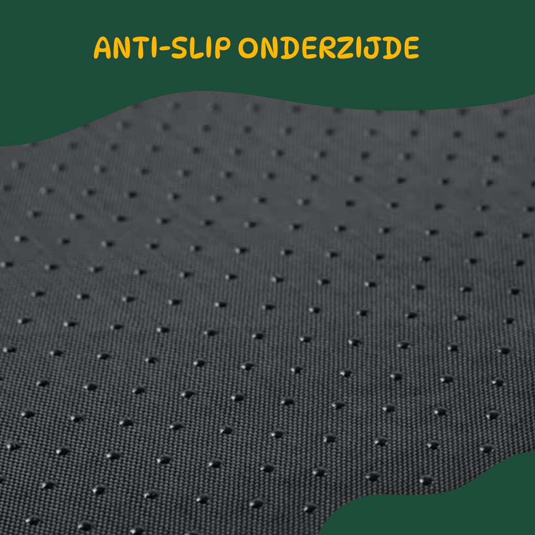 Detail van de antislip onderzijde van het CozyNest™ huisdierenbed – voorkomt verschuiven op gladde vloeren