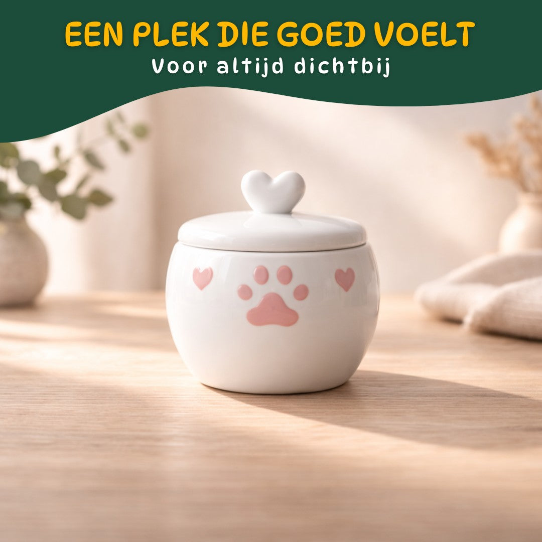 Keramische Dierenurn voor Hond of Kat – Witte Herinneringsurn