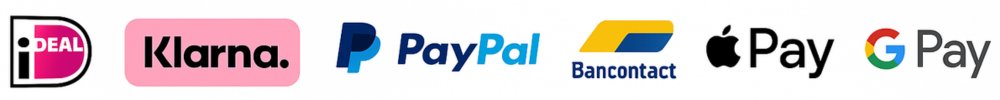 Betaalmethodes: iDEAL, Klarna, PayPal, Bancontact, Apple Pay, Google Pay