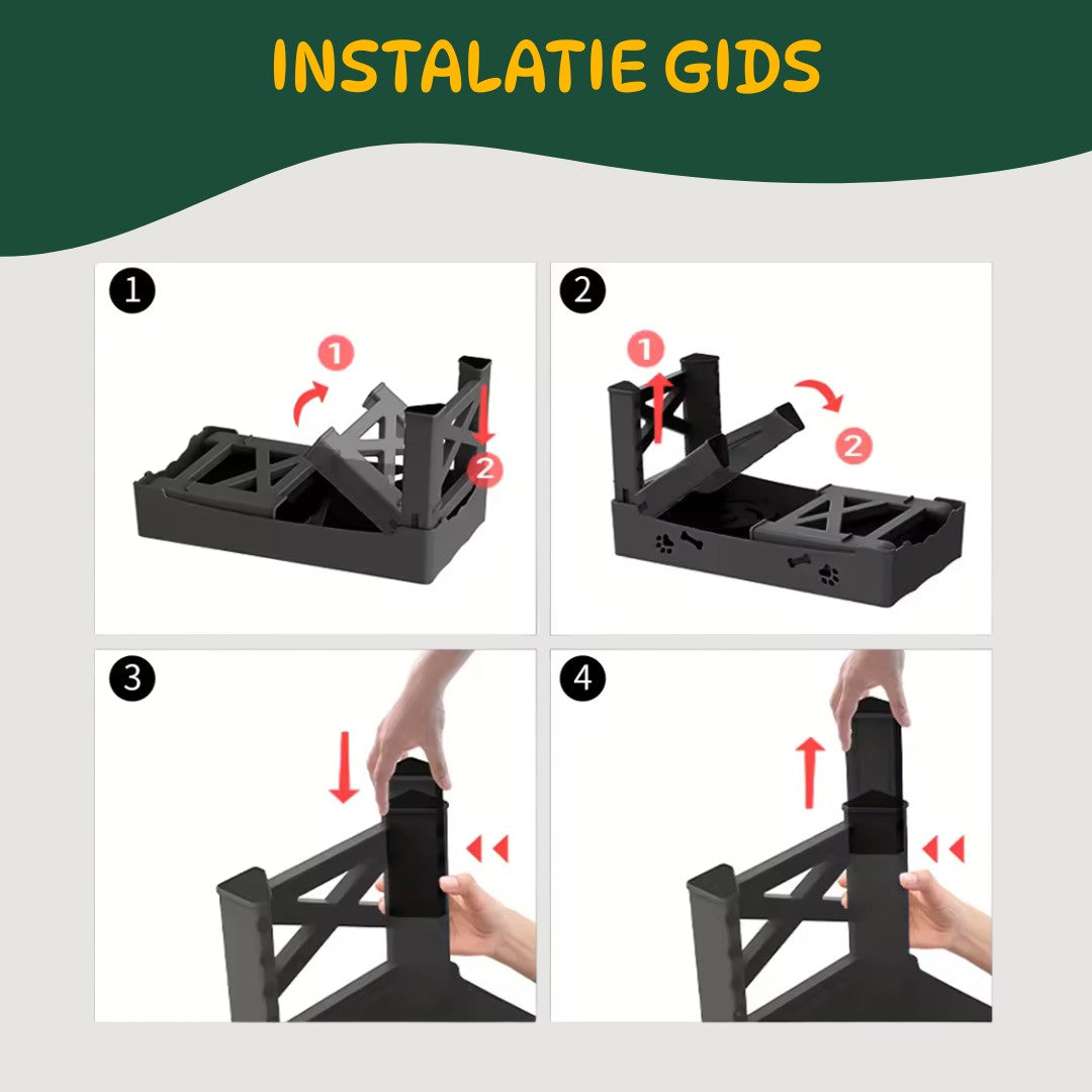 de makkelijke instalatie van het voerstation zorgt ervoor dat je hem ook heel makkelijk kan meenemen naar andere plekken