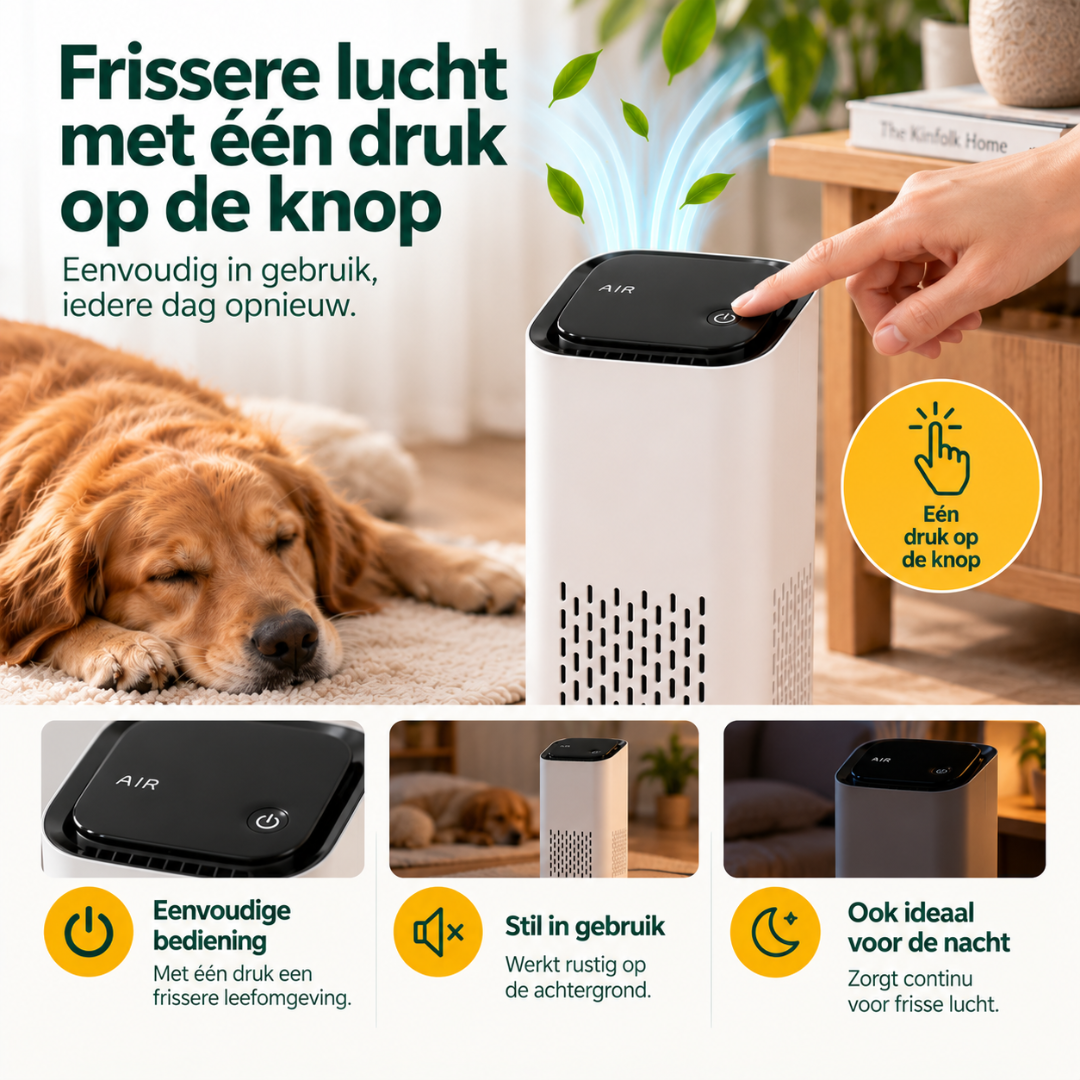 PetFresh luchtreiniger voor huisdieren met eenvoudige bediening met één druk op de knop