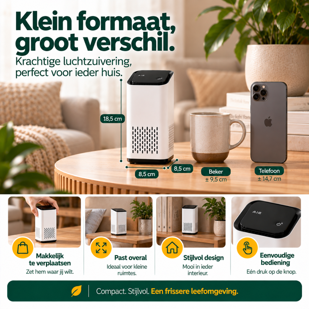 Compacte PetFresh luchtreiniger voor huisdieren met klein formaat en eenvoudige bediening