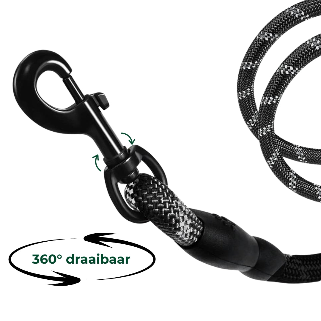 Reflecterende_Hondenriem_SoftGrip_Comfort_Veiligheid_360_draaibaar design met extra zware haak