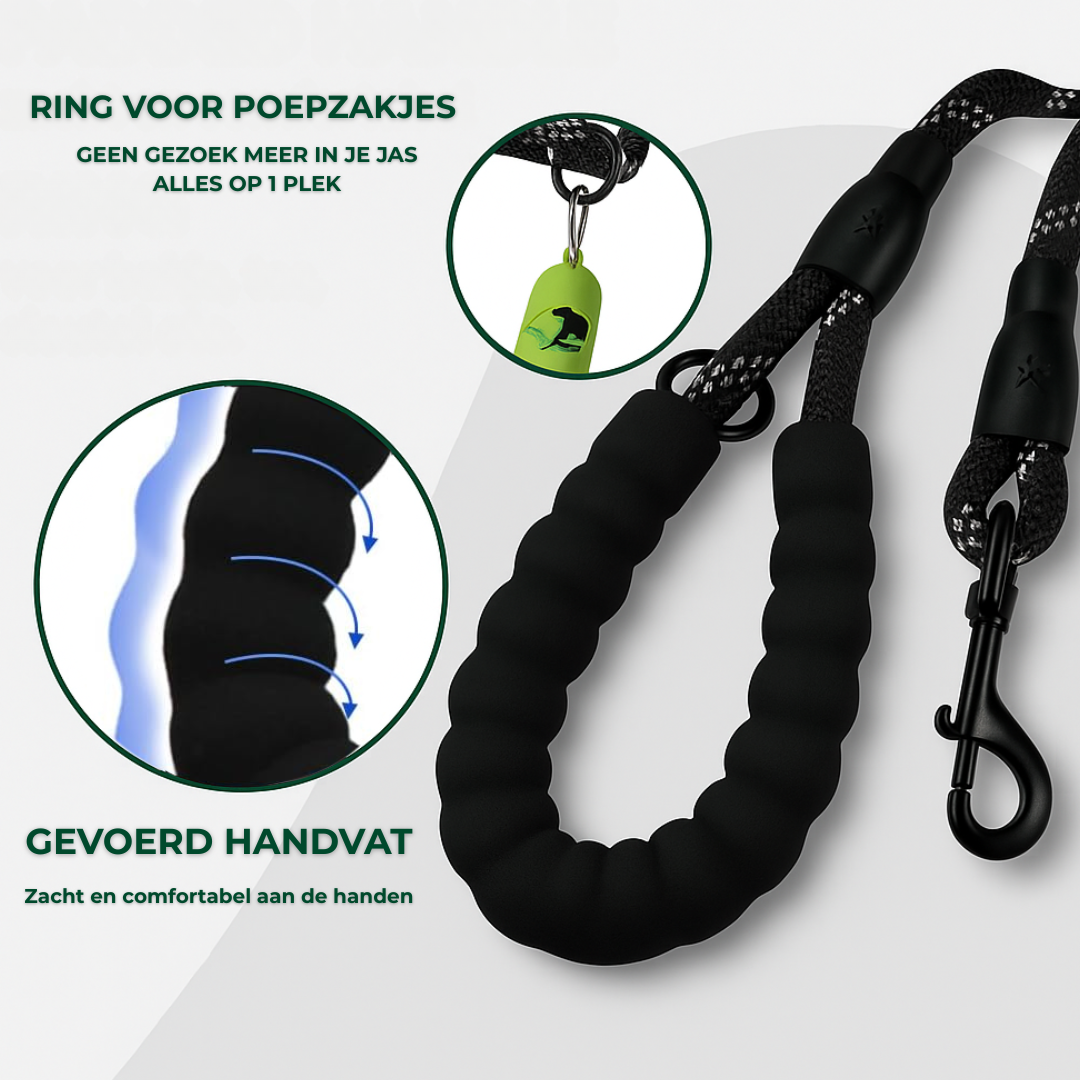 Reflecterende Hondenriem SoftGrip – Comfort & Veiligheid met een extra zacht handvat voor een comfortabele wandeling met de hond