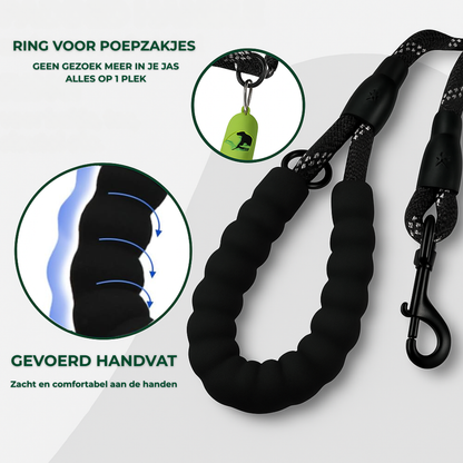 Reflecterende Hondenriem SoftGrip – Comfort & Veiligheid met een extra zacht handvat voor een comfortabele wandeling met de hond