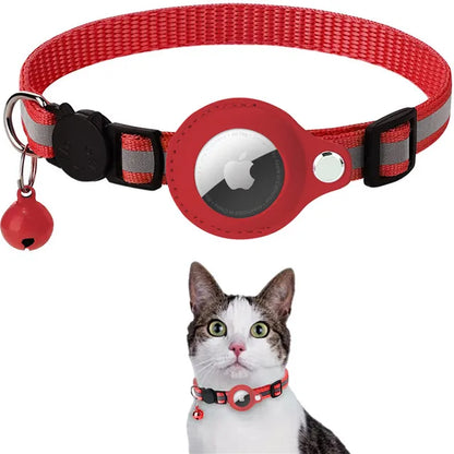 Rode AirTag kattenhalsband met bel en veiligheidssluiting