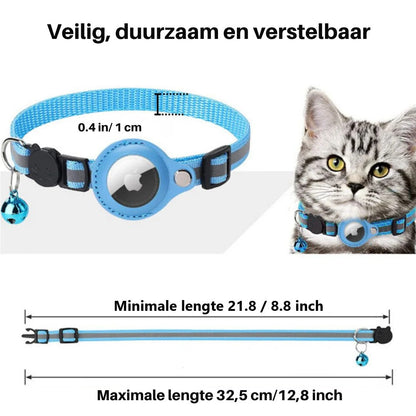 Verstelbare AirTag kattenhalsband met bel en veiligheidssluiting