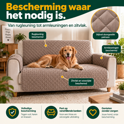 Waterdichte bankbeschermer voor honden met bescherming voor rugleuning, armleuningen en zitvlak