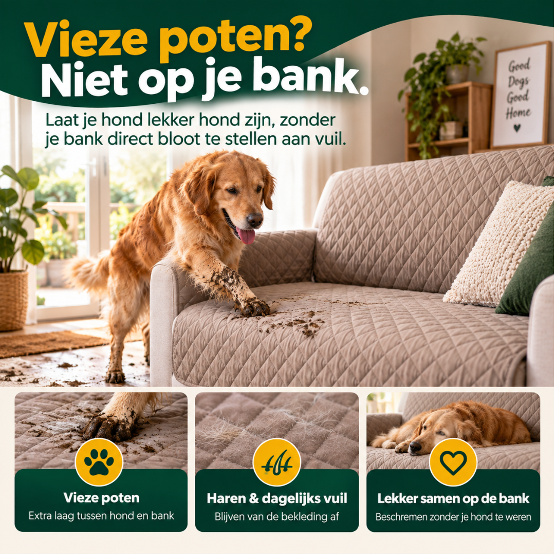 Waterdichte bankbeschermer voor honden tegen vieze poten, hondenharen en dagelijks vuil