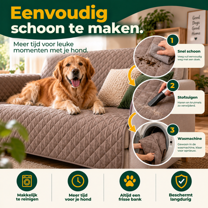 Bankbeschermer voor honden die eenvoudig schoon te maken en te wassen is