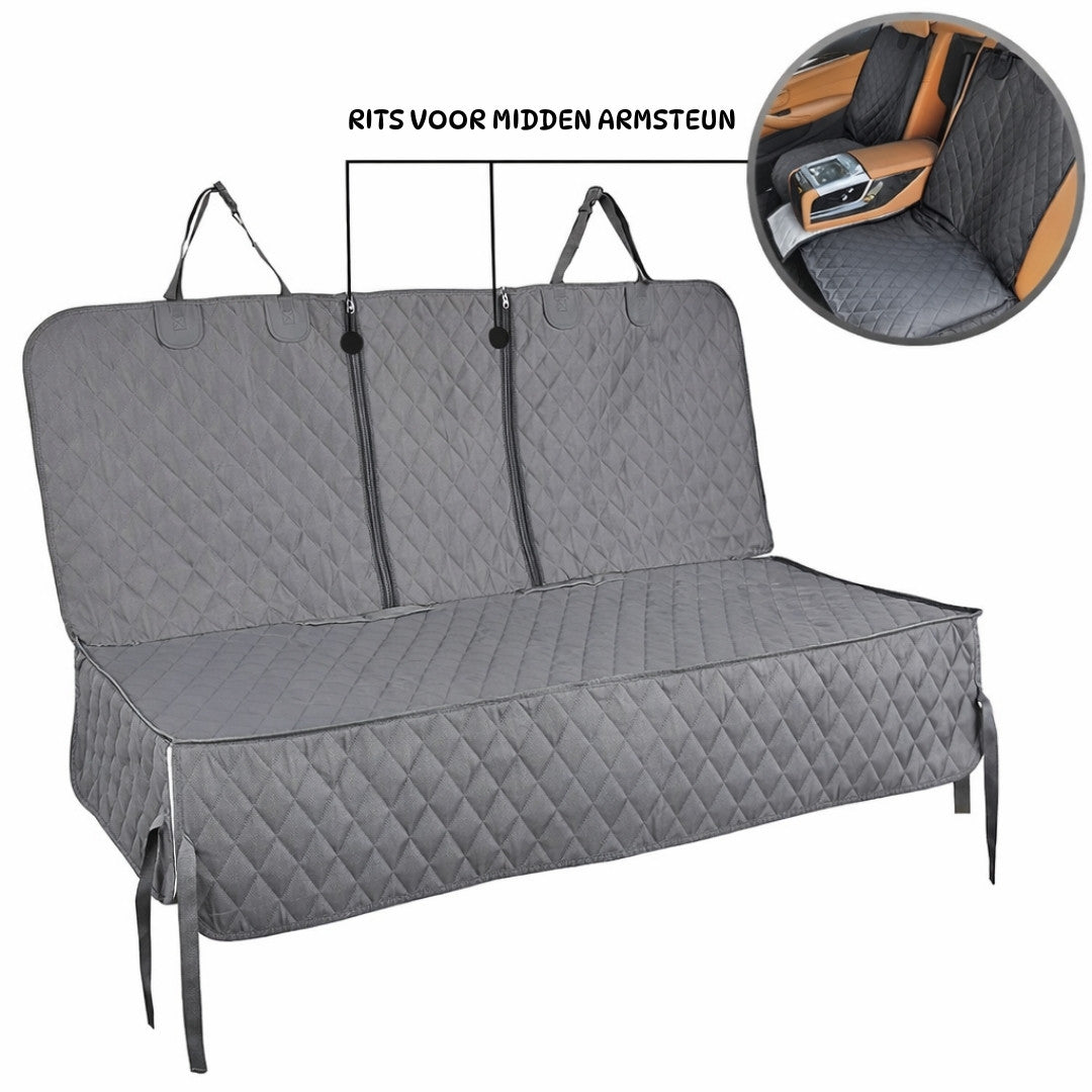 Honden autodeken grijs met rits middenarmsteun