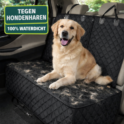 Waterdichte hondendeken voor auto achterbank met bescherming tegen haren, krassen en vuil inclusief veiligheidsgordel voor hond